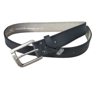 NEW Kodiak Black Leather Belt Rugged Look Brushed Buckle